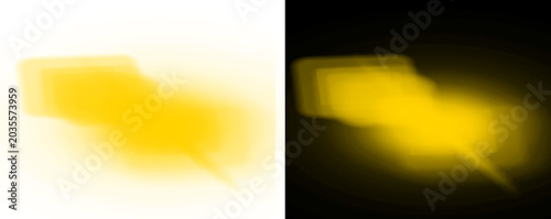 Obraz na płótnie Blurry yellow shapes on white and black backgrounds for design elements isolated