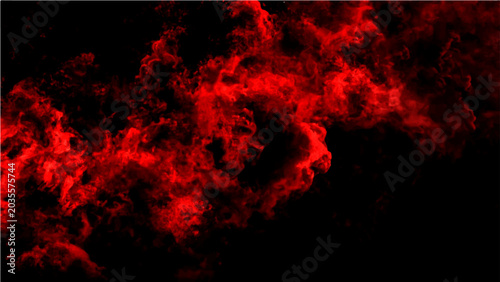 Photography Abstract swirling crimson cloud formation against a stark black backdrop, creati