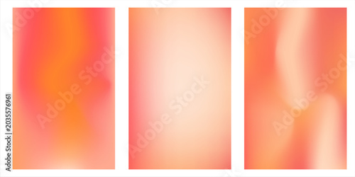 Collection pastel red orange and yellow gradient mesh. Modern abstract fluid background template