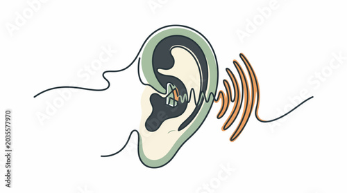 Photos Hearing Ear with Sound Waves Entering.