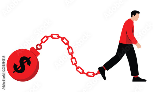 Fotografía Chained in Debt and Mortgage Concept Illustration Showing Financial Burden, Loan