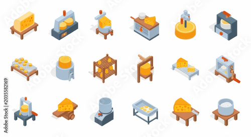 Foto Isometric Cheese Production Equipment - A Detailed Vector Illustration