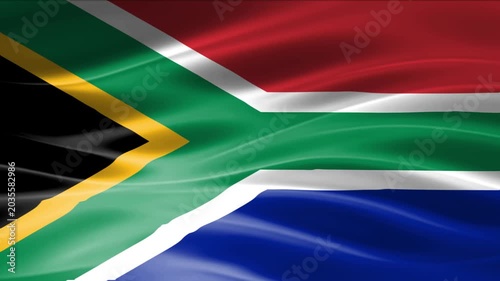 Waving South African Flag with Vibrant Colors and Dynamic Folds