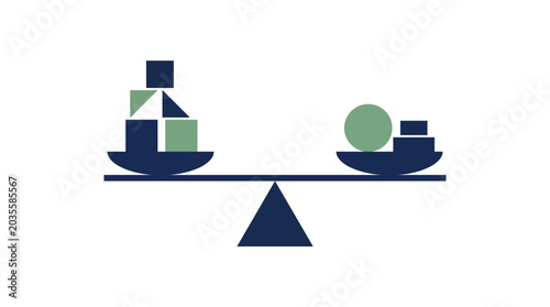Tableau sur toile Balance Scale with Geometric Shapes.