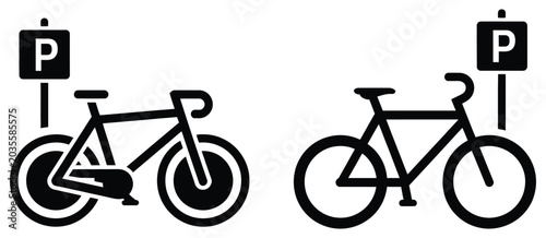 Bild auf Leinwand Bicycle parking area icon vector representing bicycle storage area symbol, minim