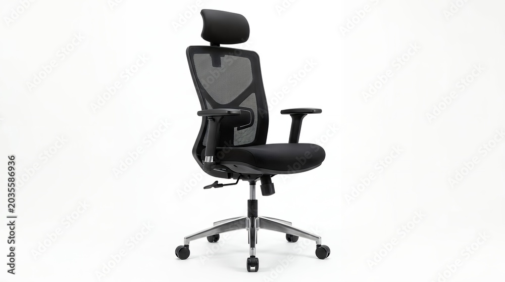 Obraz premium Modern Ergonomic Office Chair Isolated on White Background with Shadow