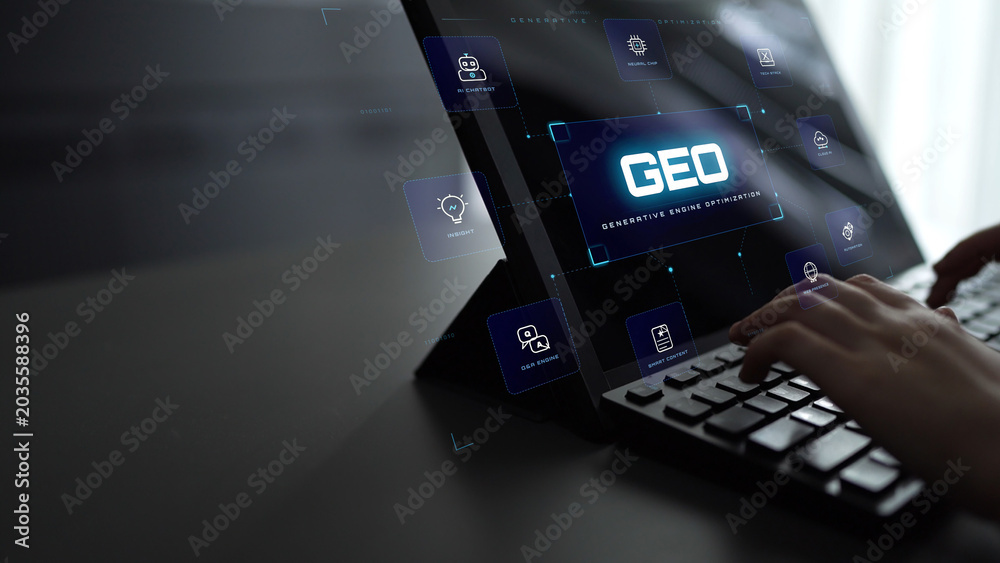 Obraz premium Modern Technology Concept with Hands Using Laptop for Geographic Information System Analysis and Data Management