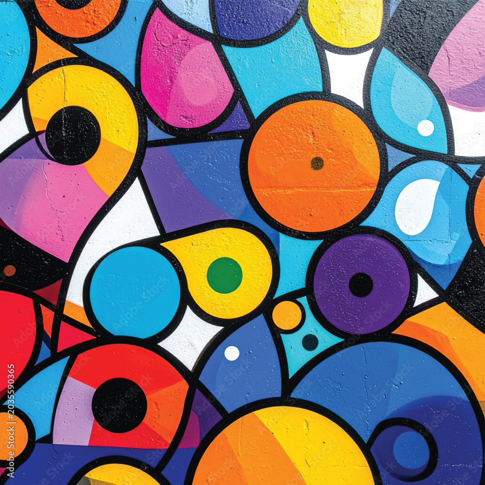 Fototapeta premium Colorful abstract shapes and circles.