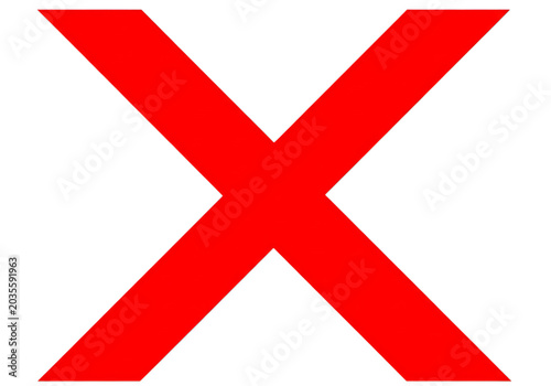 A large red x on a white background isolated on transparent background