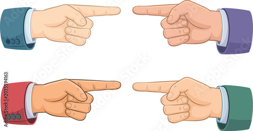 Quadro em tela Business hands pointing fingers at each other set of human arms in suits indicat