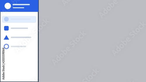 A person interacts with a menu on a gray background with icons.