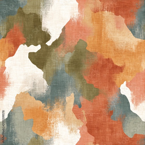This design has a seamless pattern of abstract shapes in earthy tones