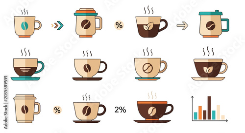 Vászonkép Coffee Cup Infographic Icon Set