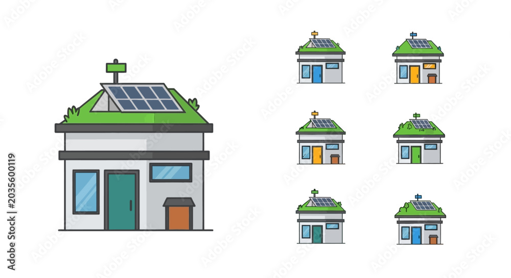 Fototapeta premium Eco-Friendly House Icon Set