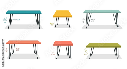 Obraz na plátně Modern Table Icon Set with Hairpin Legs