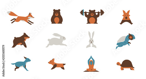 Wild Animal Geometric Icon Set