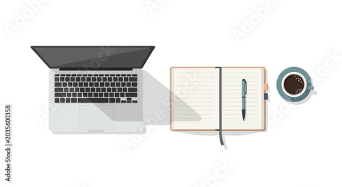 Modern Workspace Flat Vector Illustration