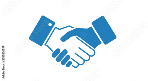 Blue Business Handshake Flat Vector Icon