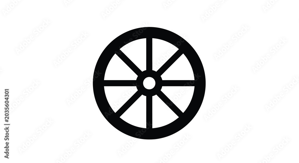 Obraz premium Wagon Wheel Silhouette Black Flat Vector Graphic