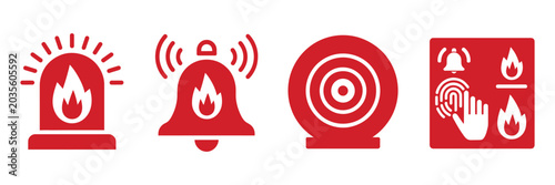 Canvastavla Fire alarm sign emergency alert symbol safety warning fire protection icon set f
