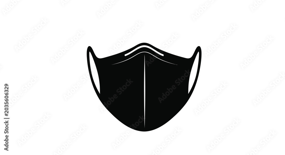 Fototapeta premium Protective Face Mask Silhouette Against A White Background