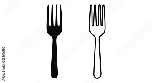 Two Forks In Black Silhouette Style fork