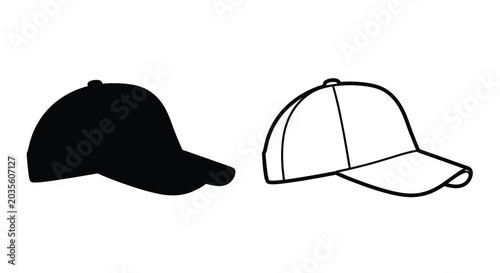 Baseball Cap Illustration With Black Silhouette hat
