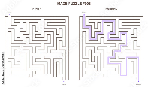 Tableau sur toile Maze puzzle illustration with solution guide