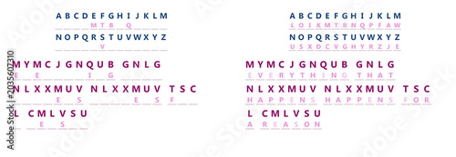 Canvas-taulu Mystery word puzzle with colorful letters on white background in modern style, c