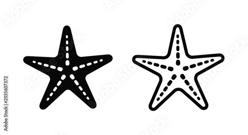Two Starfish Silhouettes With Dotted Texture Black And White