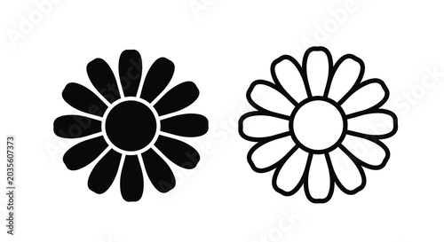 Daisy flower silhouettes on a white background silhouette