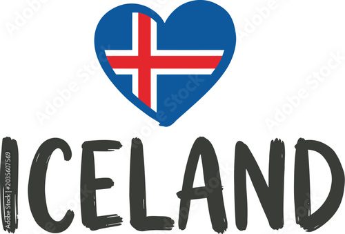 Tablou pe pânză Icelandic heart symbol with flag design for travel and tourism branding