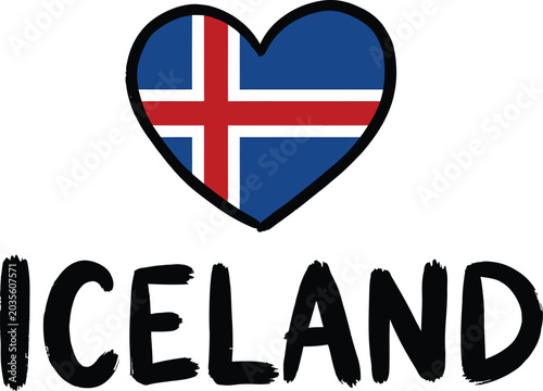 Obraz na płótnie Icelandic heart symbol with flag design for travel and tourism branding