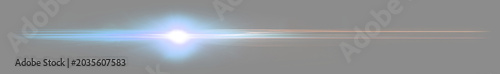 Blue Yellow Orange Horizontal Lens Flare Overlay on Gray Background