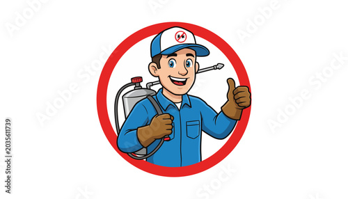 Photos Illustration of smiling pest control worker giving thumbs up