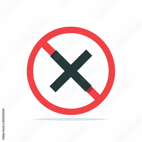 Red prohibition sign with a black cross
