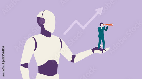 Foto AI and human collaboration for business foresight and growth