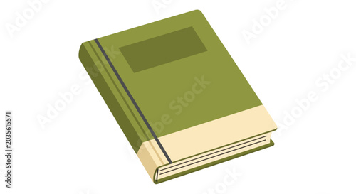Photos Green Hardcover Book Flat Vector Illustration