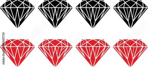 Fotografía Vector illustration of stylized diamond shapes in black and red representing gem