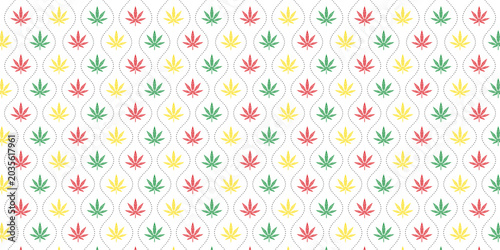 Bild auf Leinwand seamless pattern with cannabis sativa element in rasta colour (green, yellow, re