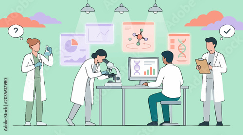 Laboratory Team Conducts Scientific Research and Data Analysis