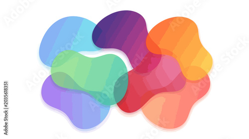 Cuadro en lienzo Vibrant colorful abstract shapes form a dynamic illustration on a white background with smooth curves