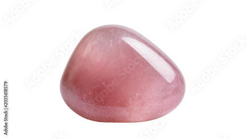 Schilderij op canvas Isolated gentle pink polished natural quartz gemstone, smooth rounded healing cr