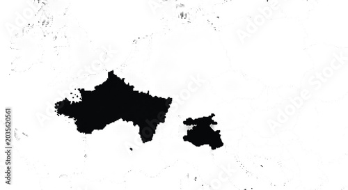 Quadro su tela Abstract ink blot vector texture with irregular shapes and halftone dot gradient effect on transparent background