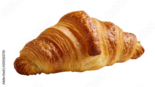 Bild auf Leinwand Isolated delicious freshly baked golden brown flaky croissant, a classic breakfa