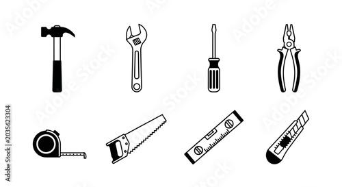 Bild auf Leinwand Construction Hand Tools Icon Set