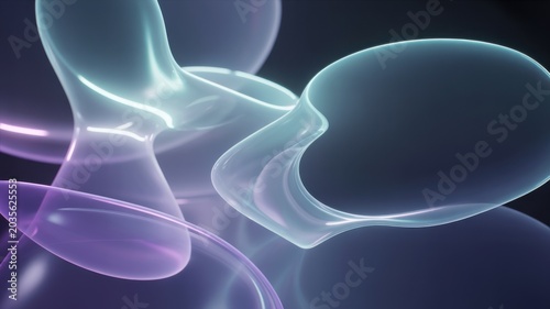 Abstract organic shapes with purple and teal glow fluid