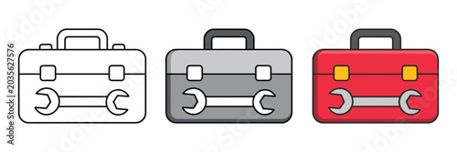 Valokuva Tool Box Line Icon and Tool Kit Sign, Minimal Repair and Maintenance Vector Grap