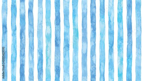 Beautiful seamless pattern with blue watercolor stripes. hand painted brush strokes, striped background. Vector illustration.