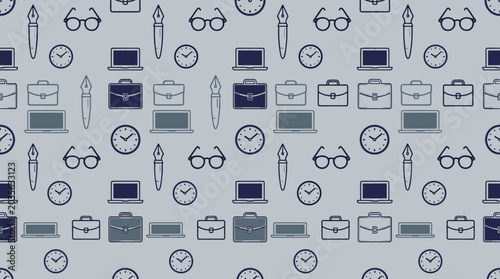 News media metaphors and journalistic system symbols arranged in a sophisticated seamless repeating pattern for school themes.
